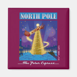 The Polar Express   North Pole Vintage Travel Art Magnet