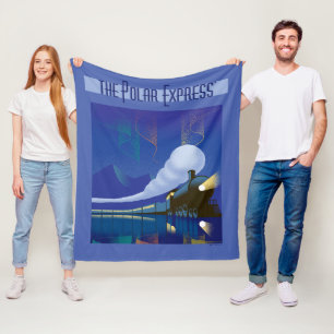 The Polar Express   Northern Lights Vintage Travel Fleece Blanket