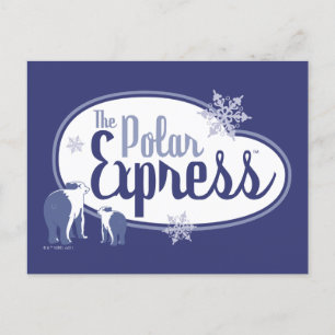 The Polar Express   Polar Bears Retro Graphic Holiday Postcard