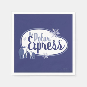 The Polar Express   Polar Bears Retro Graphic Napkin