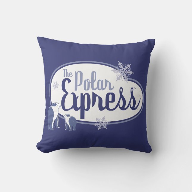 The Polar Express | Polar Bears Retro Graphic Throw Pillow (Front)
