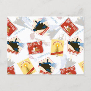 The Polar Express   Retro Sticker Pattern Holiday Postcard