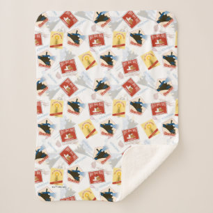 The Polar Express   Retro Sticker Pattern Sherpa Blanket