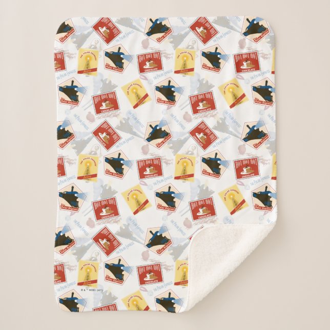 The Polar Express | Retro Sticker Pattern Sherpa Blanket (Front)