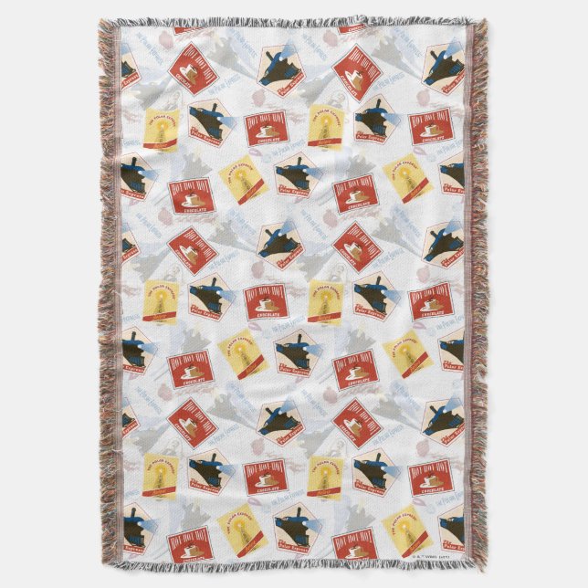 The Polar Express | Retro Sticker Pattern Throw Blanket (Front Vertical)