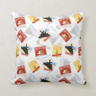 The Polar Express   Retro Sticker Pattern Throw Pillow