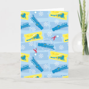 The Polar Express   Retro Train & Ticket Pattern Holiday Card