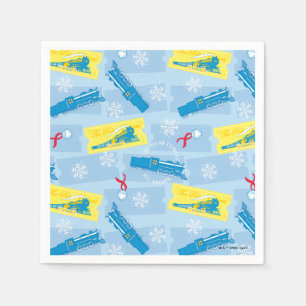 The Polar Express Retro Train & Ticket Pattern Napkin