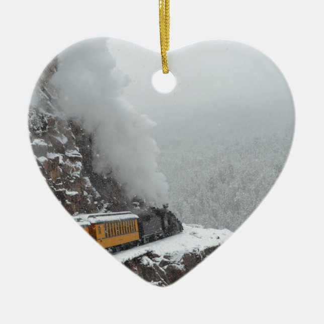 The Polar Express Rounds the Bend Ceramic Ornament (Front)