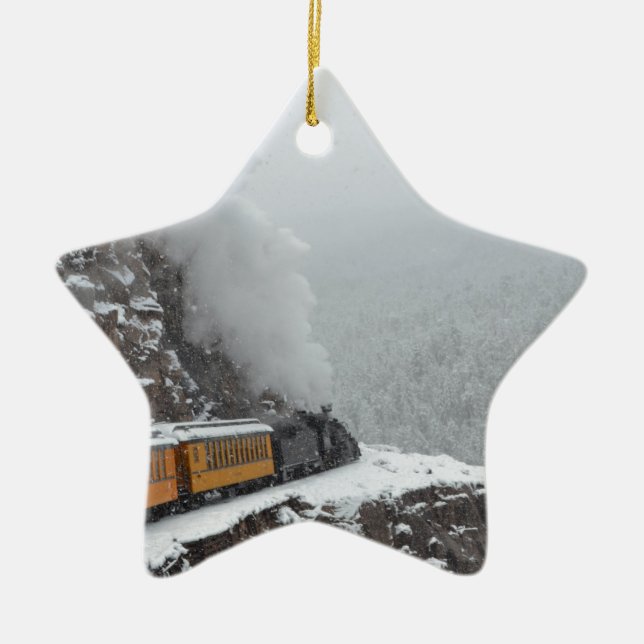 The Polar Express Rounds the Bend Ceramic Ornament (Front)