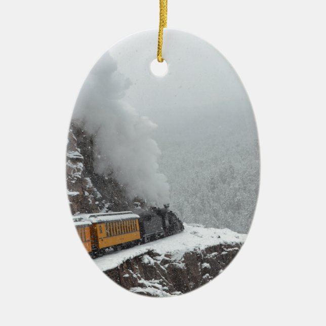 The Polar Express Rounds the Bend Ceramic Ornament (Front)