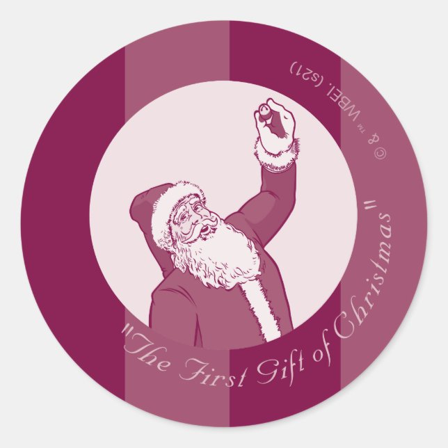 The Polar Express | Striped Santa Claus Pattern Classic Round Sticker (Front)