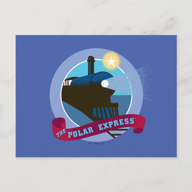 The Polar Express | Vintage Train Badge Holiday Postcard (Front)