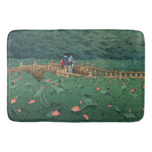 The Pond at Benten Shrine in Shiba Kawase Hasui Bath Mat