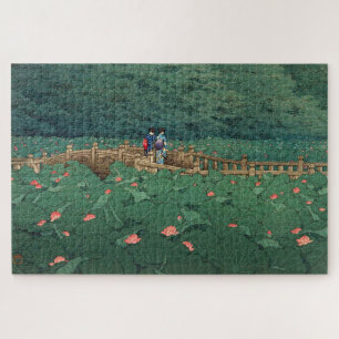 The Pond at Benten Shrine in Shiba Kawase Hasui Jigsaw Puzzle