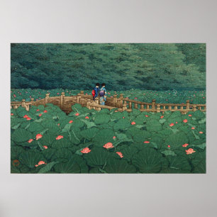 The Pond at Benten Shrine in Shiba Kawase Hasui Poster