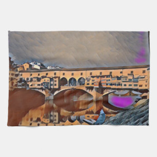 The Ponte Vecchio Card Poster Acrylic Print Kitchen Towel