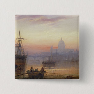 The Pool of London at Sundown, 1876 2 Inch Square Button