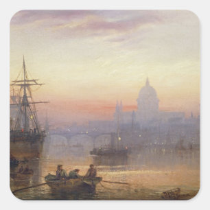 The Pool of London at Sundown, 1876 Square Sticker