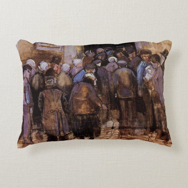 The Poor and Money by Vincent van Gogh Accent Pillow (Front)