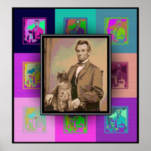 The Pop Art Abraham Lincoln and his cat "Dixie" Poster