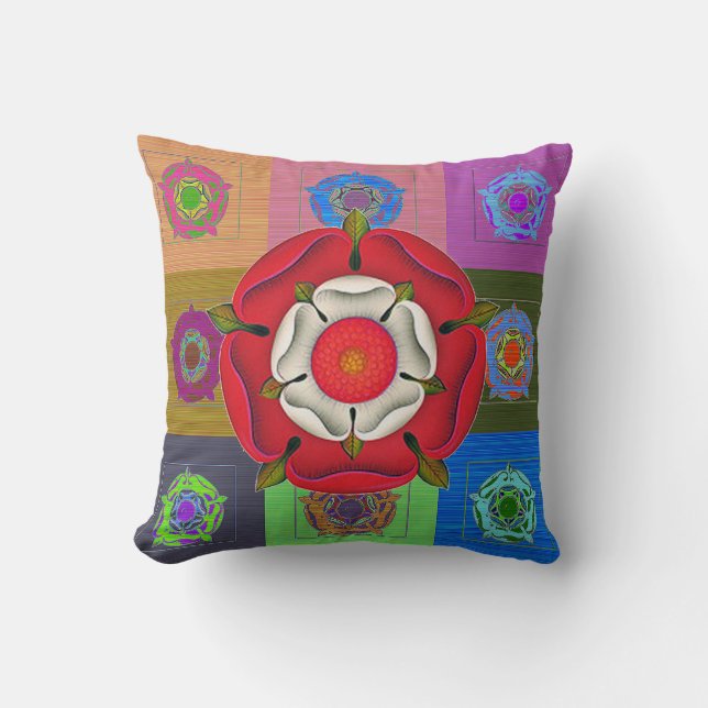 The Pop Art Tudor Rose Throw Pillow (Front)