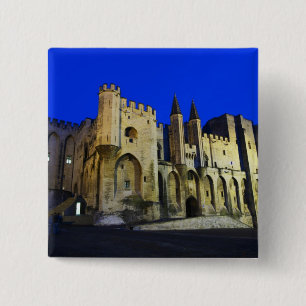 The Pope's Palace in Avignon at sunset. Built 2 Inch Square Button