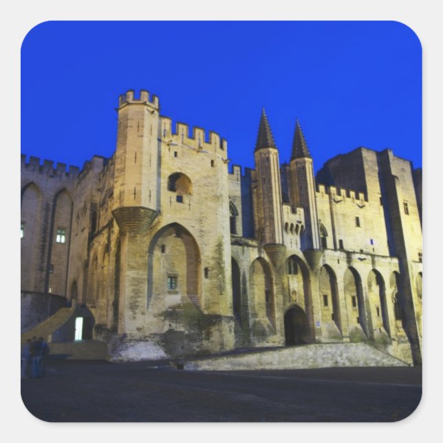 The Pope's Palace in Avignon at sunset. Built 2 Square Sticker (Front)
