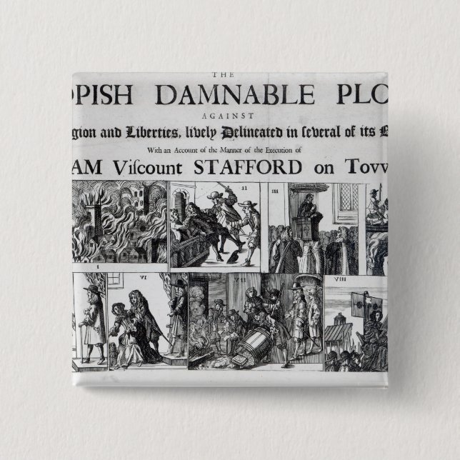 The Popish Damnable 2 Inch Square Button (Front)