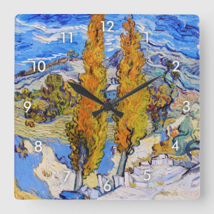 The Poplars at Saint-Rémy, Van Gogh Square Wall Clock