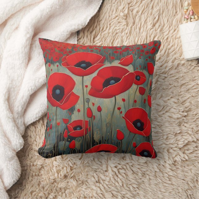 The Poppies Throw Pillow (Blanket)