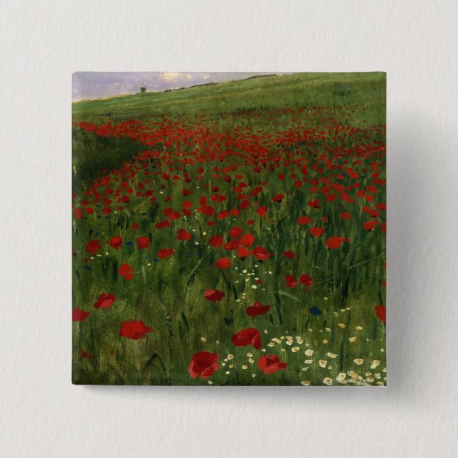 The Poppy Field, 1896 2 Inch Square Button (Front)