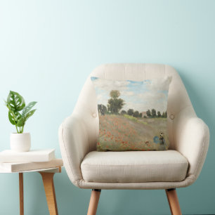 The Poppy Field near Argenteuil by Claude Monet Throw Pillow