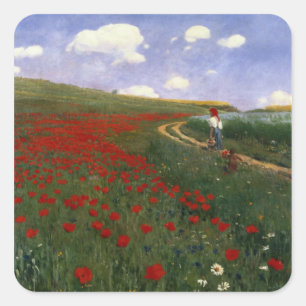 The Poppy Field Square Sticker