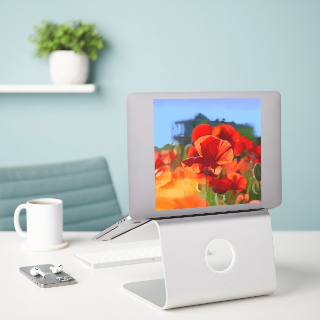 The poppy house - oil painting (Laptop On Desk)