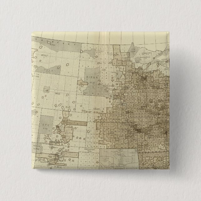the Population density of counties 2 Inch Square Button (Front)