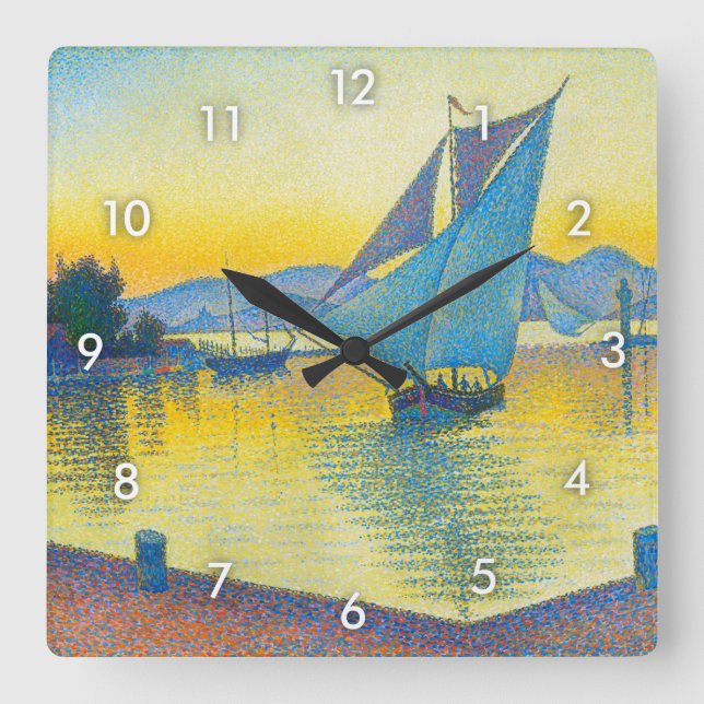The Port at Sunset, Signac Square Wall Clock (Front)