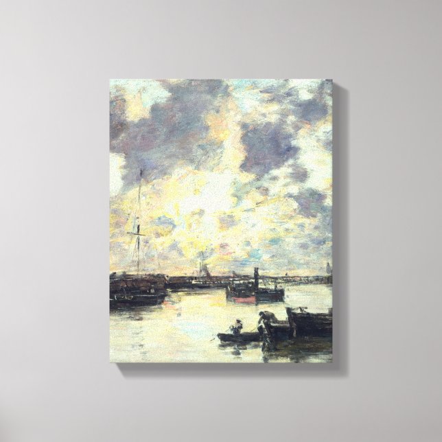 The Port, c.1895 (oil on panel) Canvas Print (Front)