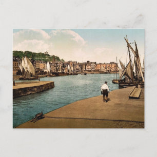 The port, Honfleur, France classic Photochrom Postcard