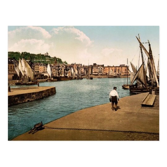The port, Honfleur, France classic Photochrom Postcard