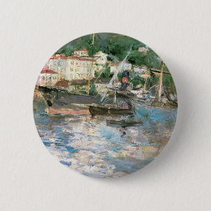 The Port, Nice by Berthe Morisot, Vintage Fine Art 2 Inch Round Button