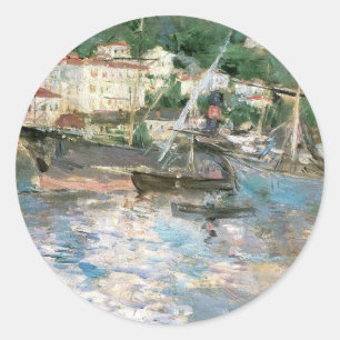 The Port, Nice by Berthe Morisot, Vintage Fine Art Classic Round Sticker