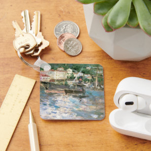 The Port, Nice by Berthe Morisot, Vintage Fine Art Keychain