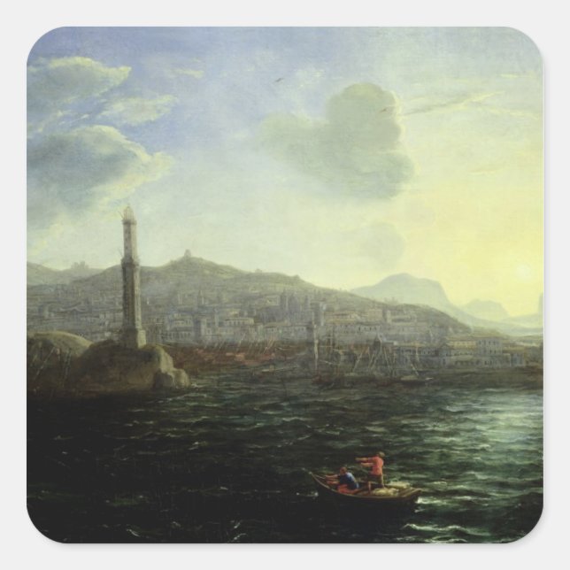 The Port of Genoa, Sea View Square Sticker (Front)