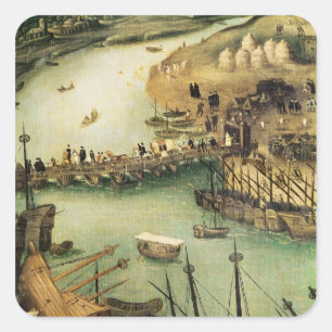 The Port of Seville, c.1590 Square Sticker