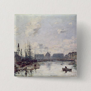 The Port of Trade, Le Havre, 1892 2 Inch Square Button