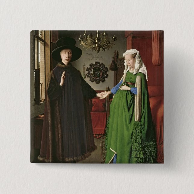 The Portrait of Giovanni Arnolfini 2 Inch Square Button (Front)