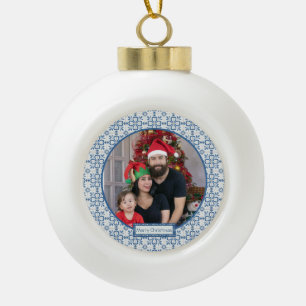 The Portuguese Family photo with tiles frame Ceramic Ball Christmas Ornament