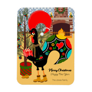 The Portuguese Rooster and the joy of giving card Magnet