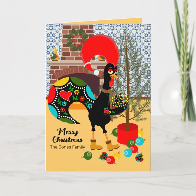The Portuguese Rooster and the lights of Christmas Card (Front)